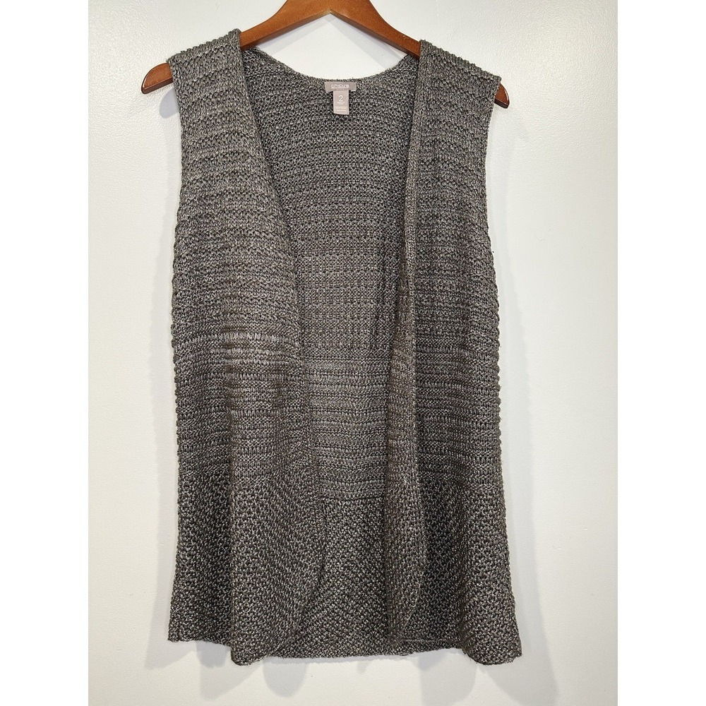 Chico's‎ Sweater Vest Womens Size 2 Boho Cottagecore Feminine Soft Gray Dainty